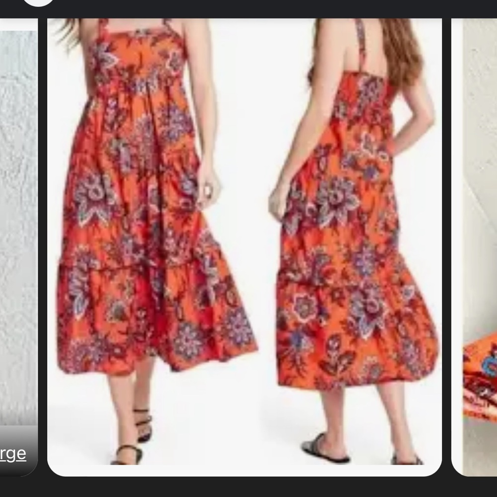 NWT RHODE X Target orange leafy floral print tiered plus size midi - Picture 7 of 8
